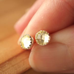 Yellow Quartz and Silver Stud Earrings Sterling Silver and Quartz Earrings 5mm yellow studs gifts for women Gifts for Her image 3