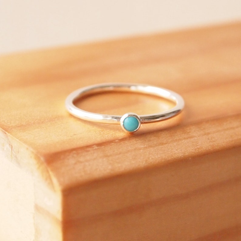 TURQUOISE Silver Minimalist Ring December Birthstone Jewellery Stackable Birthstone Ring Custom Made Gift for Her image 3