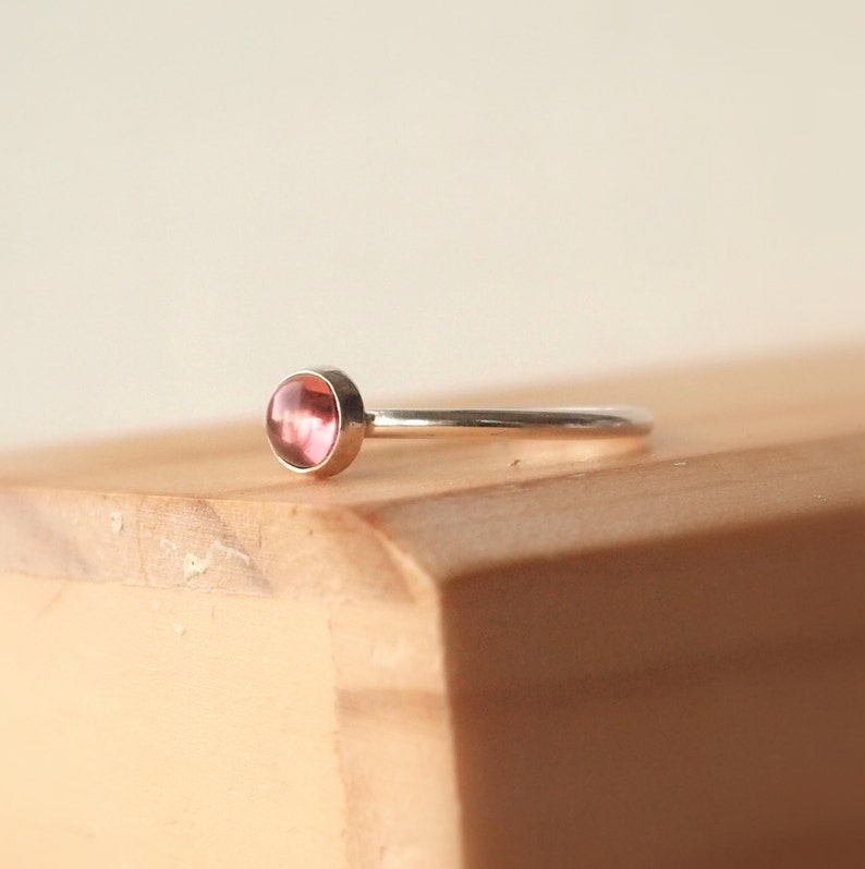 Tourmaline Ring Pink Tourmaline Sterling Silver Ring Stacking Rings October Birthstone Jewellery image 2