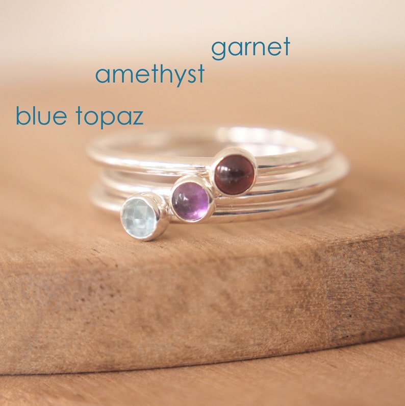 Mother's Ring Set with Family Birthstones Personalised Jewellery Stacking Birthstone Rings Customised Birthstone Mothers Day Gift image 6