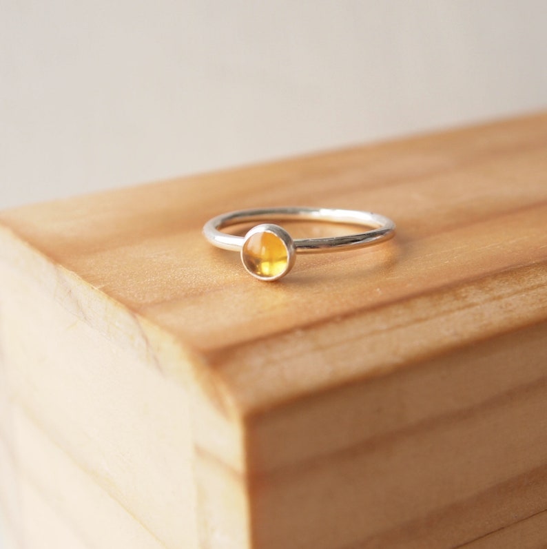 Citrine And Silver Ring November Birthstone Ring Yellow Gemstone Ring image 1