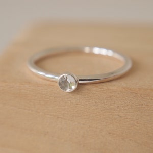 White Topaz April Birthstone Ring, Birthstone Jewellery for April Round