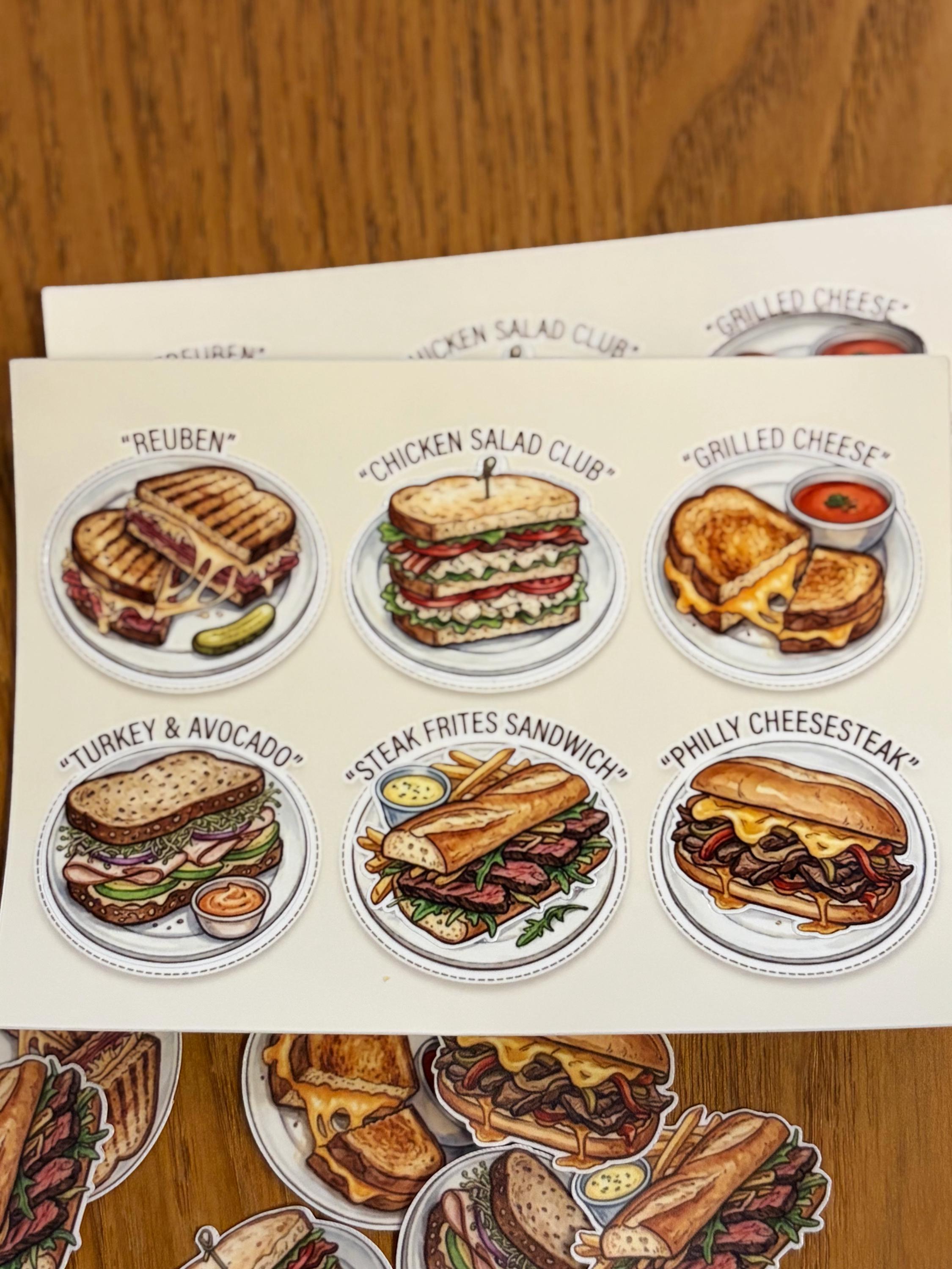 Deli Sandwich Sticker Sheet | Watercolor Food Art | Reuben, Philly ...