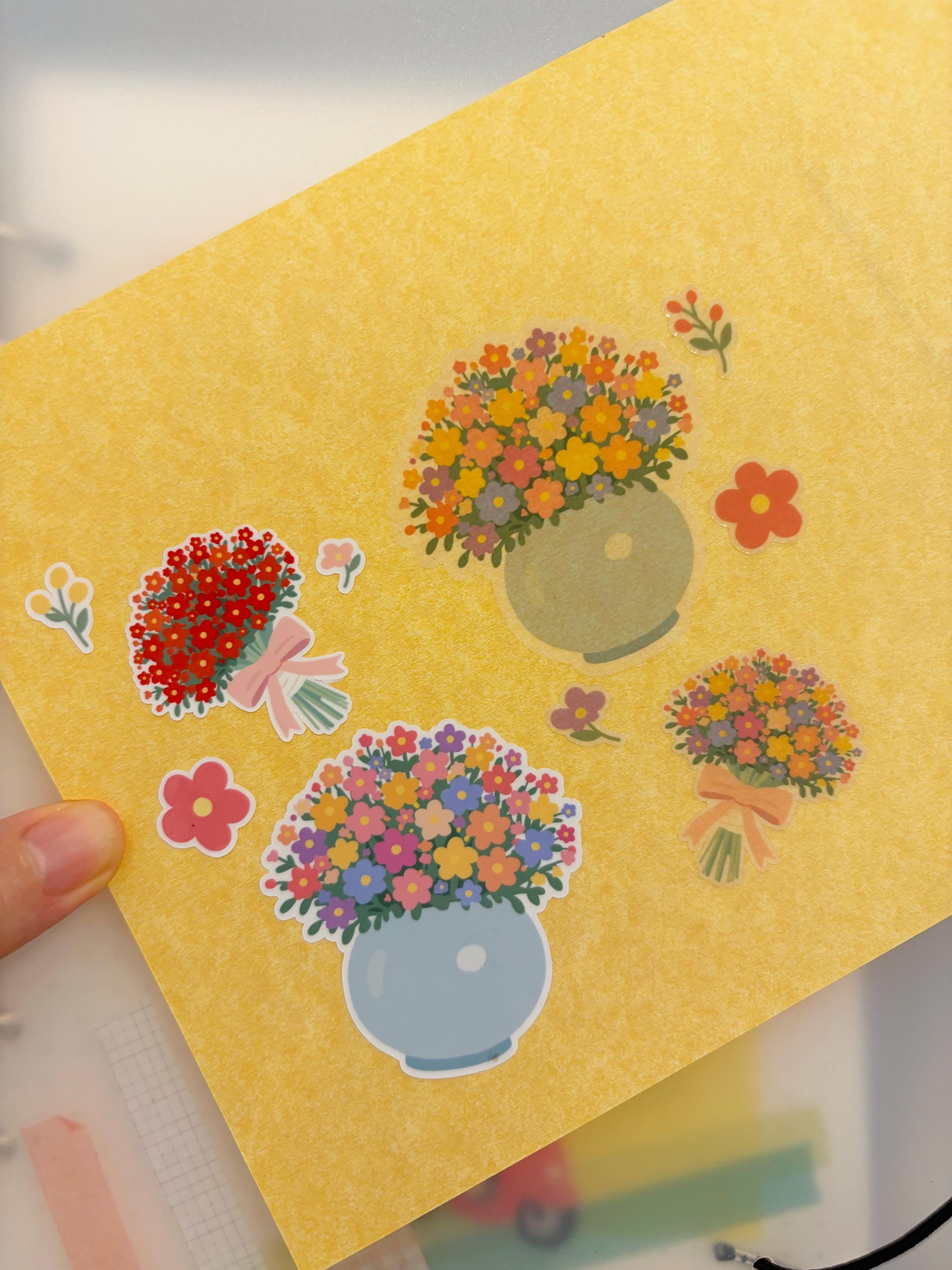Mini Flower Sticker for Planner Journal | Small Floral Decal Set ...