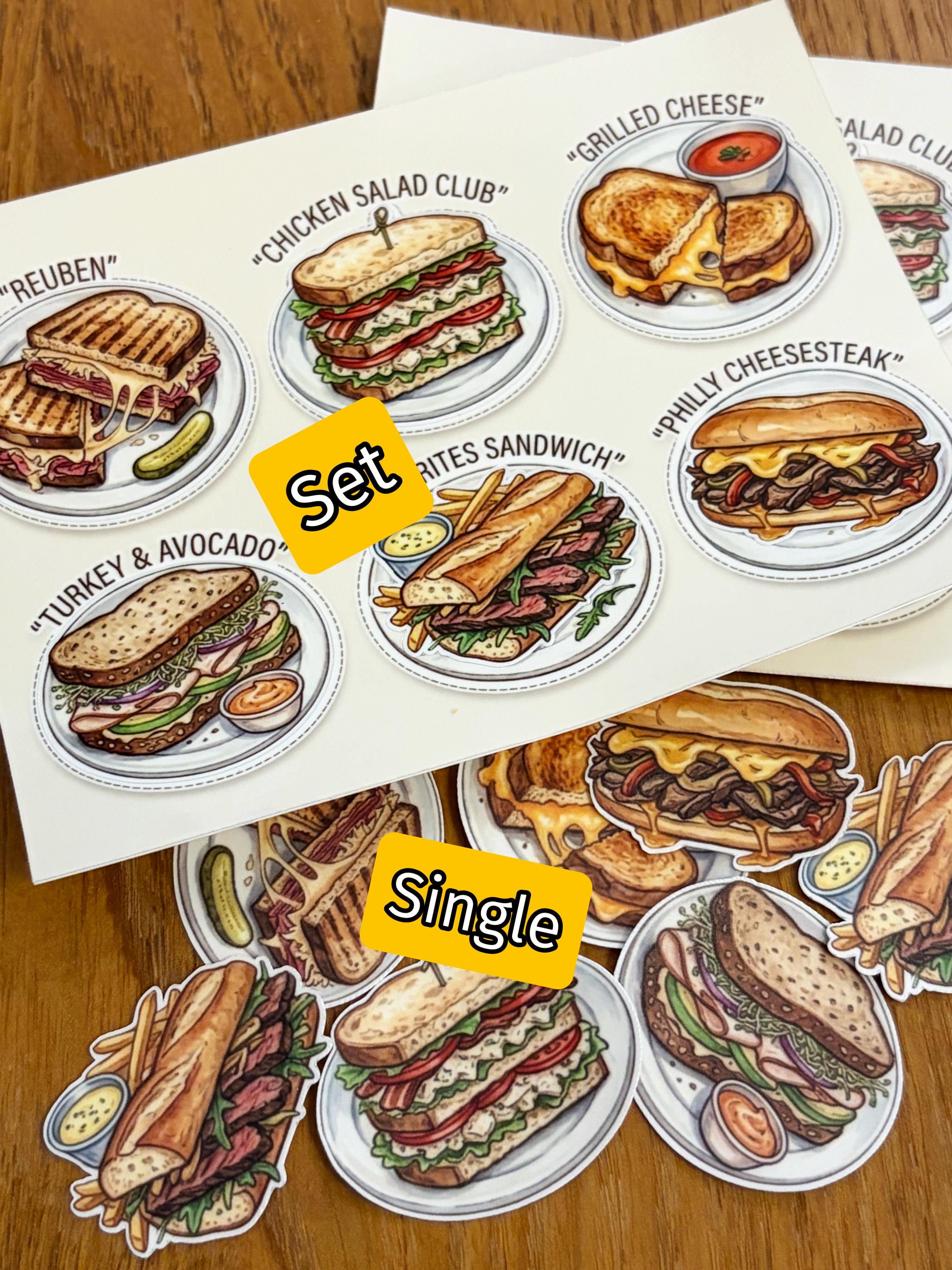 Deli Sandwich Sticker Sheet | Watercolor Food Art | Reuben, Philly ...