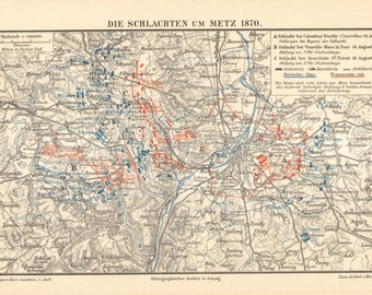 Metz Frankreich um 1900 historische alte Landkarte Stadtplan map