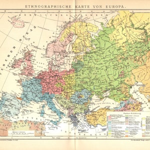 Carte De Leurope En 1444 Etsy