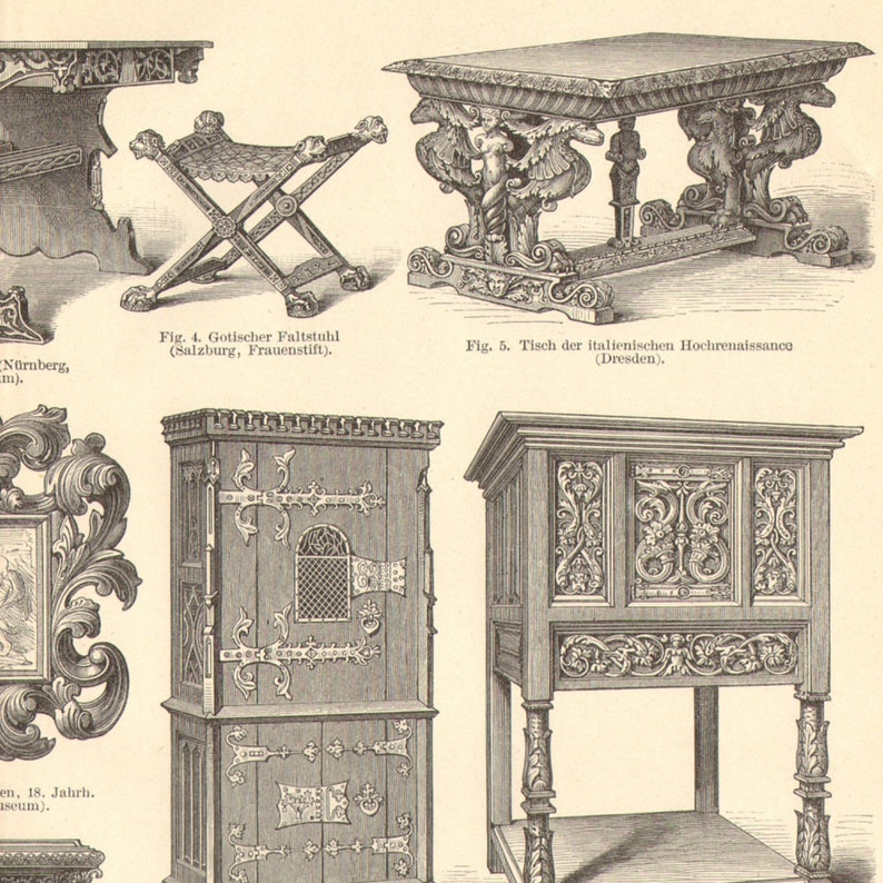 1896 FURNITURE Periods and Styles Antique Engraving Rococo Etsy