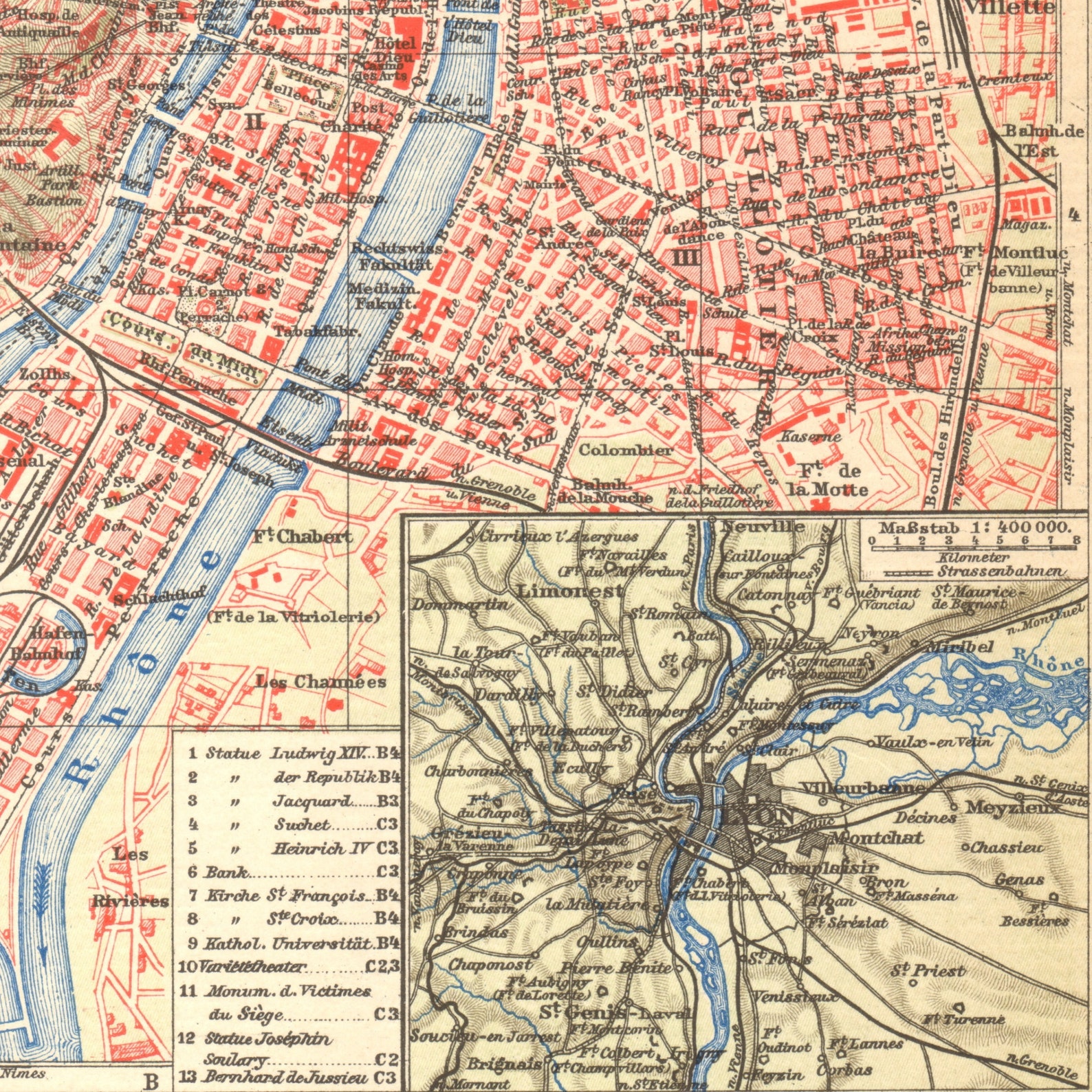 1905 LYON Antique Dated City Map LYONS FRANCE 116 years old Etsy