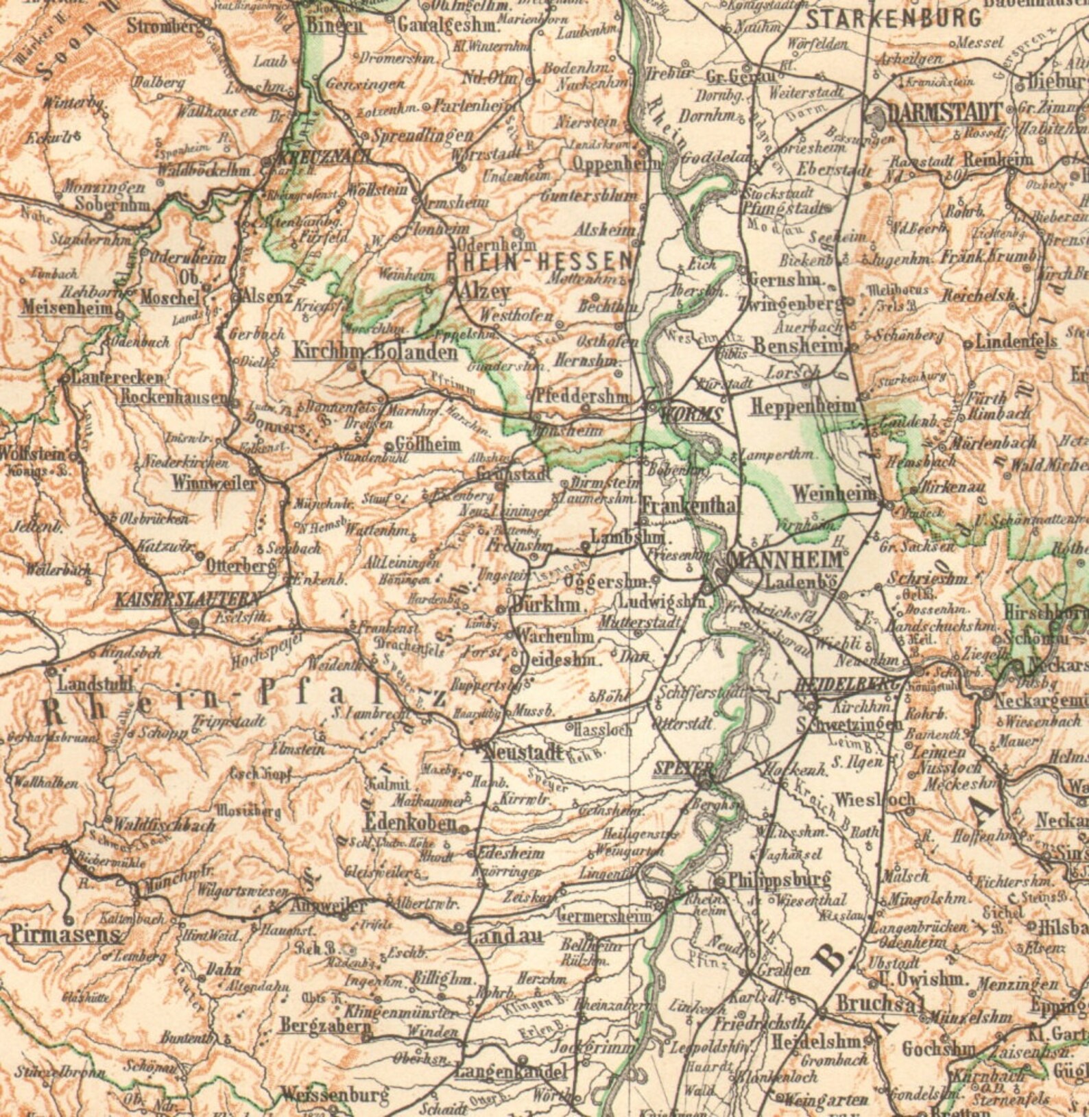 1889 Original Antique Dated Map of Hesse or Hessia German | Etsy