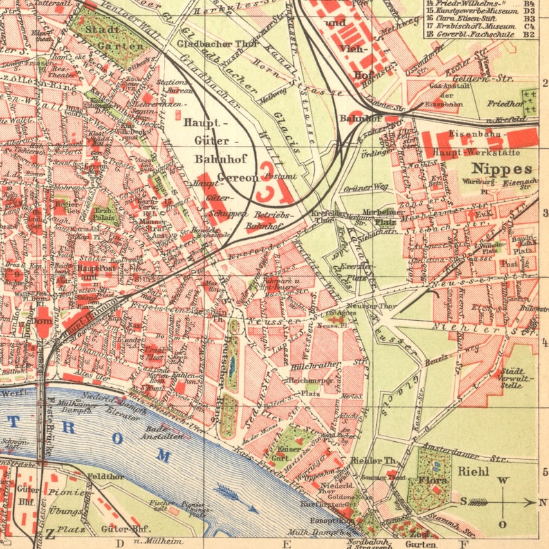1905 COLOGNE Antique Dated City Map KÖLN GERMANY 115 years | Etsy