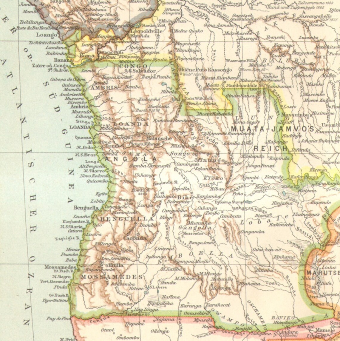1893 CONGO FREE STATE Antique Dated Map Equatorial Africa Etsy