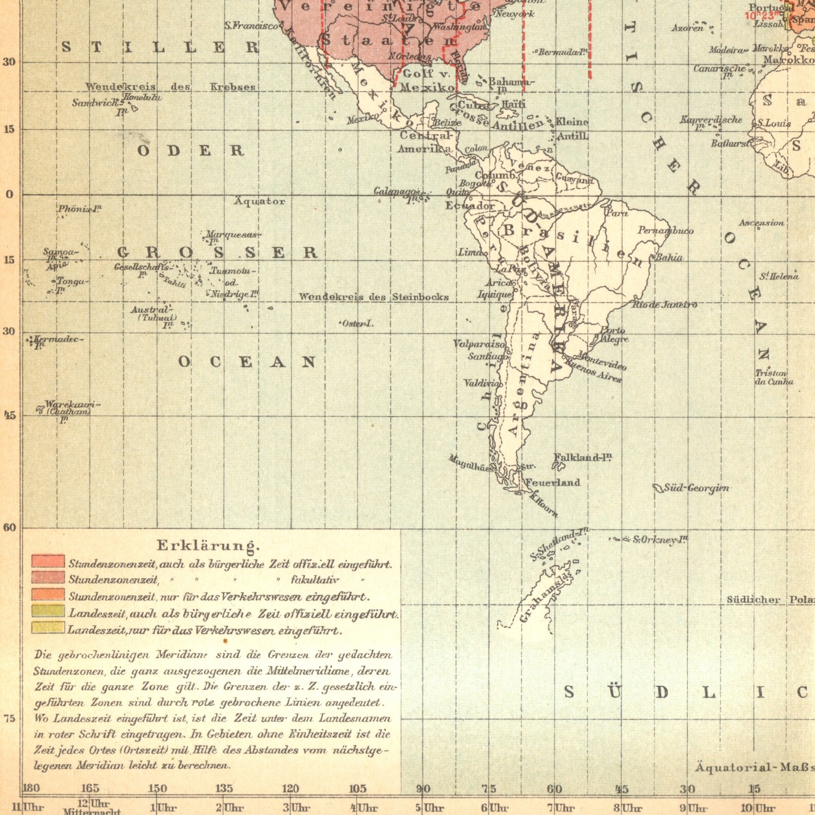 1894 TIME ZONES Antique Map Standard and Local Solar Times of Etsy