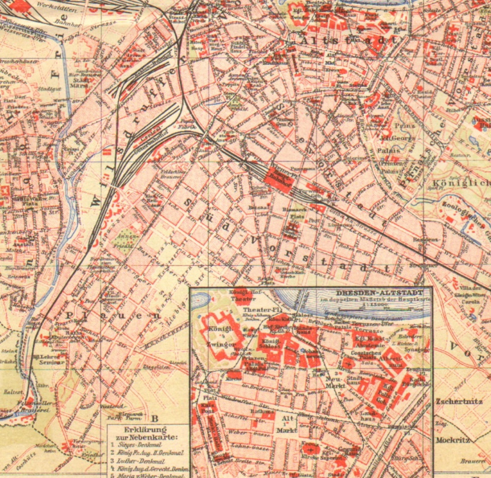 1906 DRESDEN Antique Dated City Map GERMANY SAXONY 115 Etsy