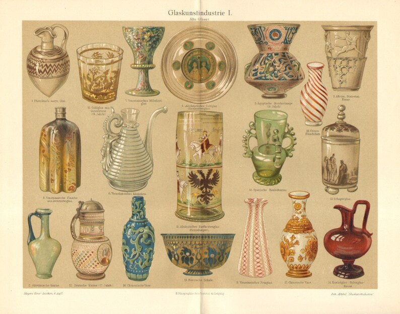 1903 Glass Artistry Glass Vases And Plates Original Antique Etsy