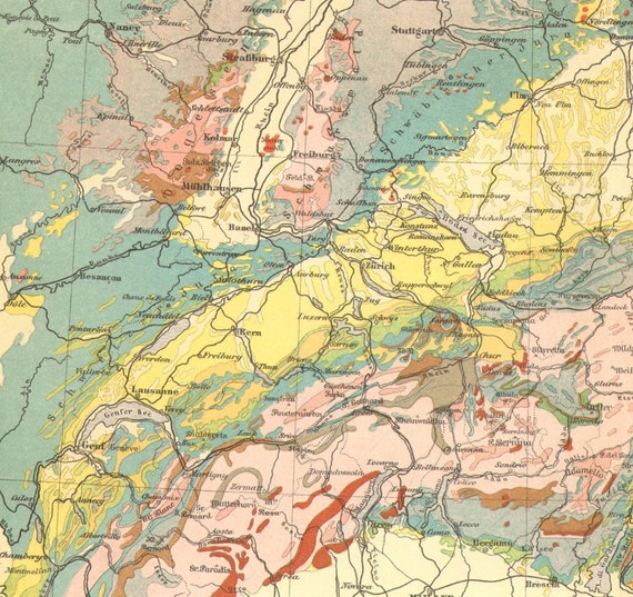 1903 Vintage Map of Western Alps