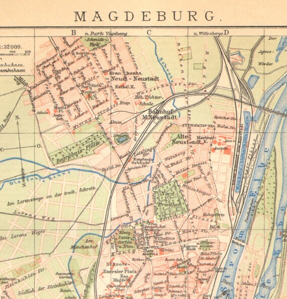 Danzig Stadtplan Gdansk Deutsches Reich Straßen Lithographie 1886 antike Karte