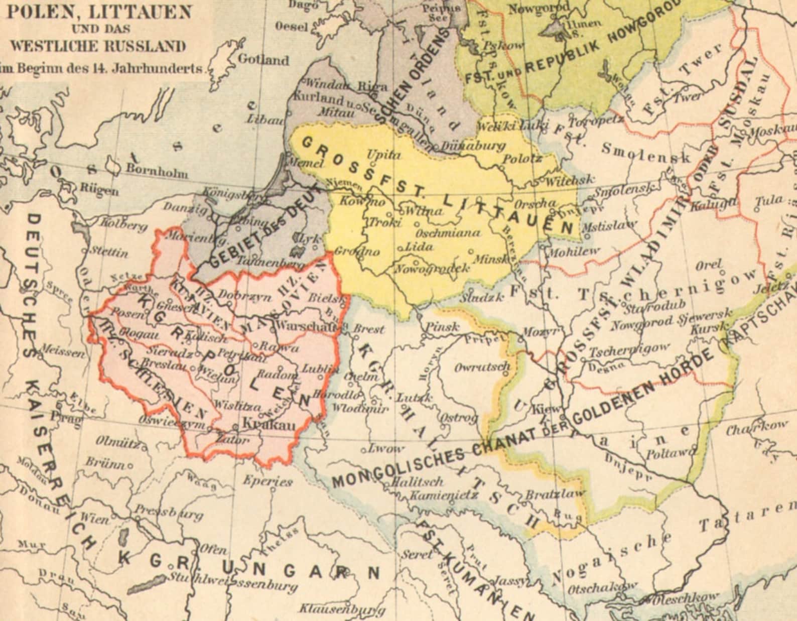 1890 Historical Map of Poland and the Western Part of the  Etsy
