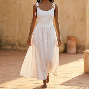 chinese dress ladies Aeris Tie-Front Backless Cotton-Poplin Maxi Dress in Rose Print