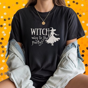 Heks weg naar het feest-T-shirt | T-shirt Witchy Vibes | Ideaal voor Halloween | Grappig Halloween Witchy-shirt voor vrouwen | Spookachtig schattig T-shirt met print