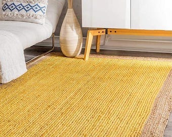 Tappeto in iuta naturale, tappeto intrecciato in iuta, tappeto in iuta boho, tappeto rettangolare in iuta, tappeto con decorazioni boho, tappeto in iuta, tappeto quadrato in iuta, tappeto personalizzato