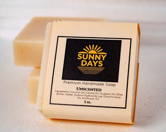 Unscented Natural Soap Bar | Handmade Gentle Soap | Fragrance-Free | Sensitive Skin Friendly