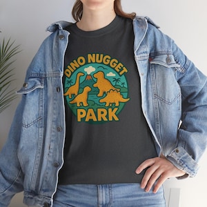 Dino Nugget Park Tee, Fun Dinosaur T-Shirt, Kids Dino Shirt, Dinosaur Lovers Gift, Unisex Heavy Cotton Tee