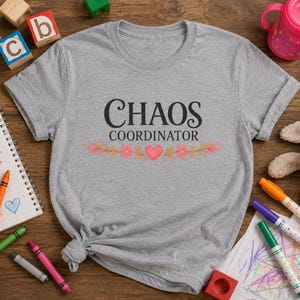 Chaos Coordinator T-Shirt | Floral Script, Heart Accent