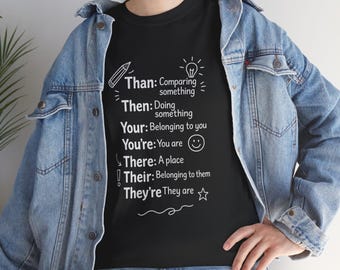 Camiseta con reglas gramaticales, camiseta para profesor de inglés, regalo divertido de gramática