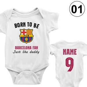 Barcelona Baby Onesie – Mameluco Outfit – Blue – Choose Size: 0-6 Or 6-12 Months