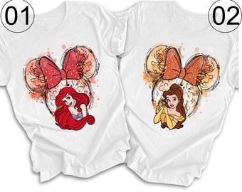 All Disney Princess Chsaracters, Disney Princess Shirt, Little Mermaid Shirt, Rapunzel Tee, Cinderella Shirt, Snow White Shirt, Moana Shirt