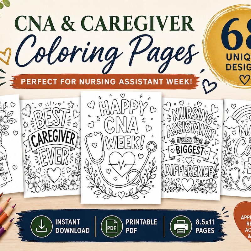 Cna Coloring Pages - Etsy