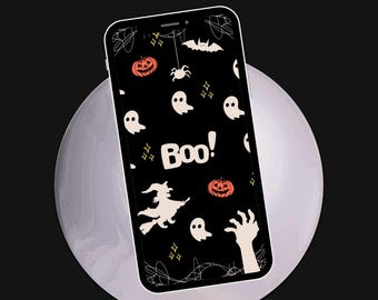 Halloween Phone Wallpaper | Spooky Aesthetic Digital Background | Cute Scary iPhone & Android Lock Screen Download | Kids Phone Wallpaper