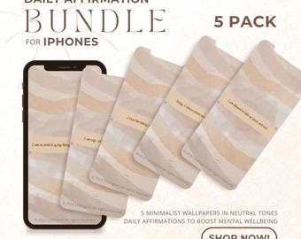 Positive Affirmation iPhone Wallpaper Pack: Mental Health Lock Screens (Digital Download) 2026 New Year