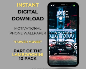 Lamborghini Phone Wallpaper: Motivational Supercar Lock Screen (Digital Download 1080x1920 px)