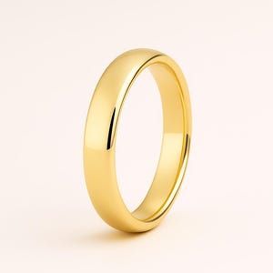 14K Solid Gold Dome Wedding Band –Rounded Comfort Fit Ring with Free Engraving, 3mm 4mm 5mm 6mm 7mm 8mm, All Sizes, Wedding Gold Ring