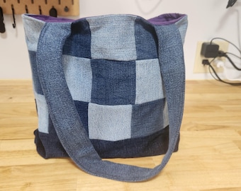 Torba jeansowa Upcycle, 2 różne strony