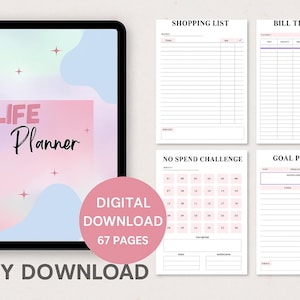 67-Page Ultimate Life Planner | Daily, Weekly, Budget, Meal + Self Care | Digital Download PDF | A4 Printable Planner