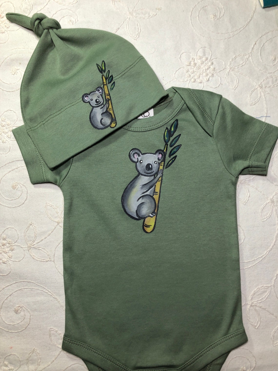 Koala Organic cotton baby clothes gift Set Hand Painted Etsy