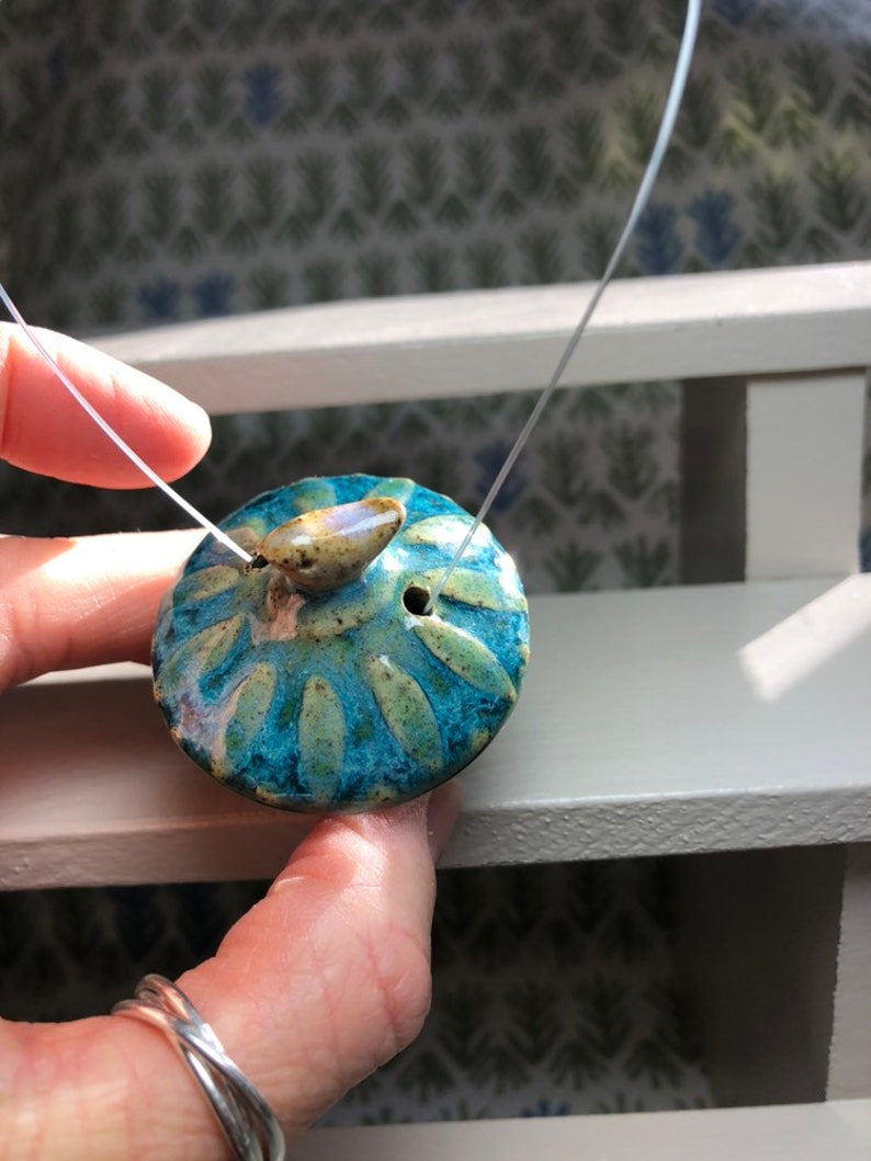 Ornament ceramic mini bird house with bell inside