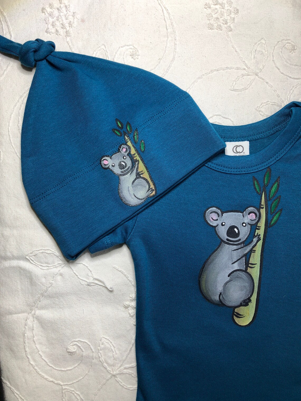Koala Organic cotton baby clothes gift Set Hand Painted Etsy