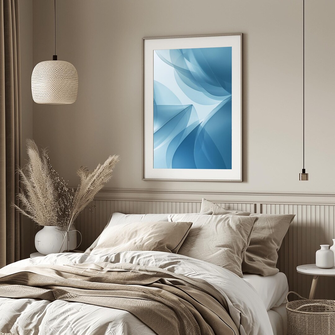Blue Abstract Mindscape Art Print - Cool Grey Surreal Wall Decor ...