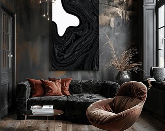 Black Swirl Abstract Wall Art - Hypnotic Monochrome Printable Poster