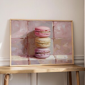 Macaron Oil Painting Print, Pastel Kitchen Wall Art (Digital Download)