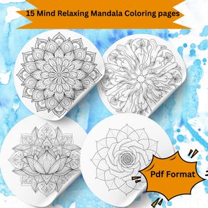 Set di pagine da colorare con mandala rilassanti - 15 disegni per l&#39;arte consapevole / Pagine da colorare con mandala stampabili / Pagine da colorare per adulti stampabili