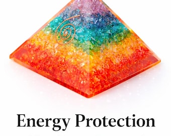 Handmade Orgonite Chakra Pyramid, Energy Protection, Healing Crystal Decor