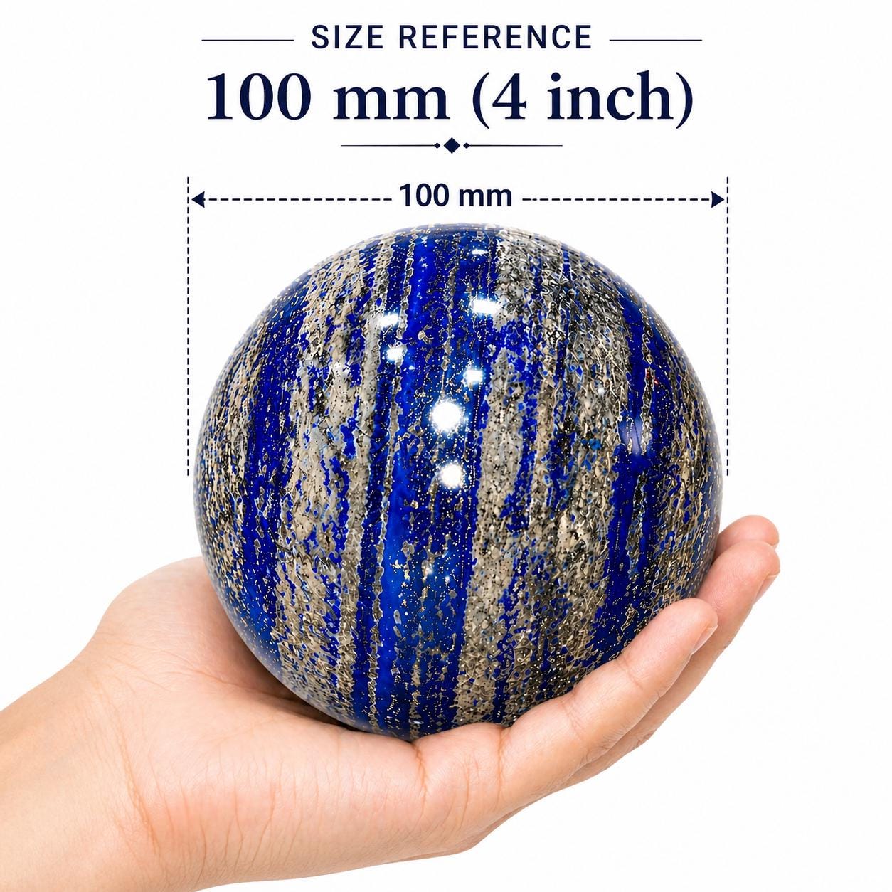 天然ラピスラズリ球体｜100mm 知恵の水晶玉、ホームデコレーション標本