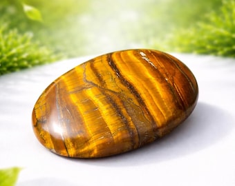 Natural Tiger's Eye Palm Stone – Polished Crystal for Protection, Confidence, Grounding