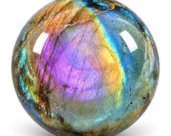 2-Inch High Flash Labradorite Sphere: Natural Gemstone Orb for Meditation (50mm)