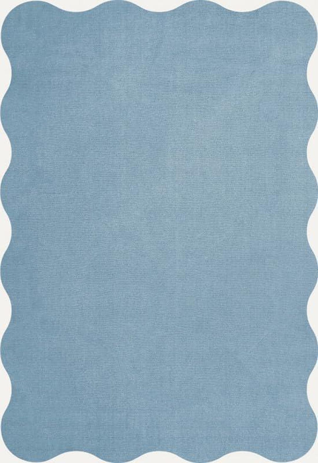 Hand Tufted Wool Area Rug – Solid Blue, Wavy Edge Design - Etsy
